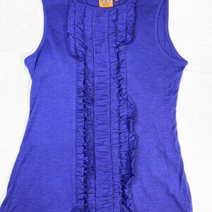 Tory Burch Sleeveless Ruffle Tank Dark Blue Purple size Medium